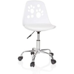 hjh OFFICE Silla giratoria para niños piel sintética blanco