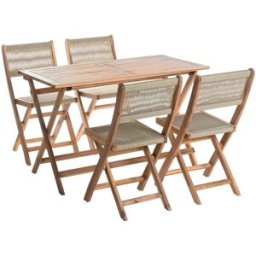 Beliani Conjunto plegable de madera beige 4 personas