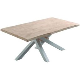 Home Heavenly Mesa roble 180x100 cm pata central cruzada color blanco