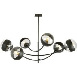 Wonderlamp Lámpara de araña con estructuras orientables y 6 esferas transparentes