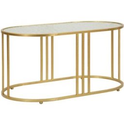 Mauro Ferretti Mesa de centro de metal dorado y cristal cm 90x50x45