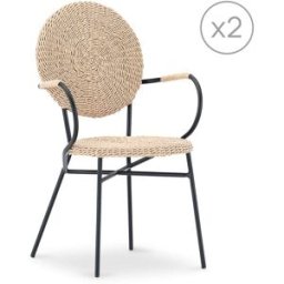 Defora Home Pack de 2 sillas apilables acero y ratan