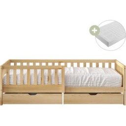 Sunny Cama infantil con 2 cajones, beige - con colchón híbrido 90 x 200