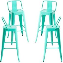 Regalos Miguel Pack 4 taburetes color verde menta en acero reforzado