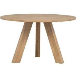 WOOOD Mesa de comedor redonda de roble claro d129 cm