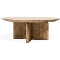 Decowood Mesa de centro redonda de madera maciza en tono envejecido ø80x30,2cm