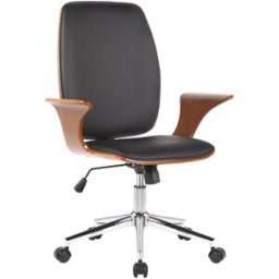 CLP Silla de oficina giratoria regulable en simil cuero nogal/negro