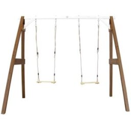 Axi Columpio doble con soporte, marrón/blanco, de madera fsc