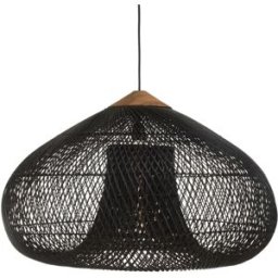 MACABANE Lámpara colgante "funnel" 80x80cm ratán negro/teka