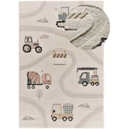 Atticgo Alfombra infantil coches y carreteras blanco/multicolor, 120x170 cm