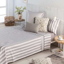 Cotton Artean Juego de sábanas percal algodón 180 hilos gris 270x260 Cama 180