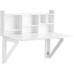 SoBuy Mesa de pared con estante integrado madera blanco