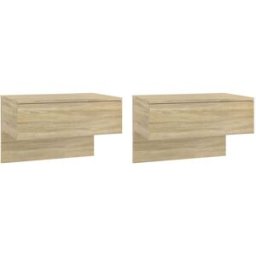 Maison Chic Juego de 2 mesita de noche de pared madera marrón 60x40x40 cm