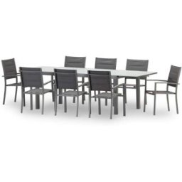 Defora Home Conjunto mesa y sillas jardín 8 plazas aluminio antracita