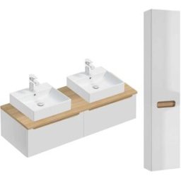 Petits meubles Conjunto de muebles con doble lavabo paneles de mdf y melamina blanco
