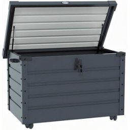 ComfortXL Caja almacenamiento jardín con ruedas cerradura gris oscuro