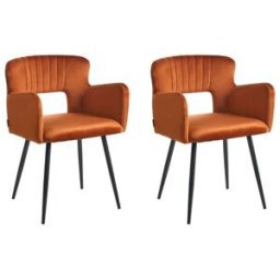 Beliani Conjunto de 2 sillas de comedor terciopelo naranja
