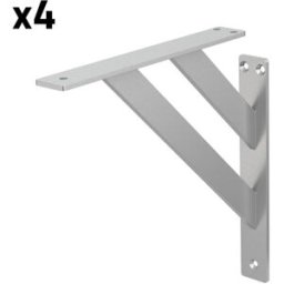 ML-Design 4x soportes de estante de aluminio plata 240x240mm