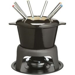 MasterClass Juego de fondue de hierro fundido esmaltado en negro