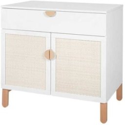 Bellamy Baúl 2 puertas 1 cajón paneles mdf blanco y madera