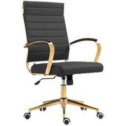 CLP Silla de oficina ajustable giratorio ergonómico en simil cuero negro