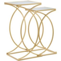 Mauro Ferretti Juego de 2 mesas cuadradas en metal dorado cm 35x35x70-30x30x60