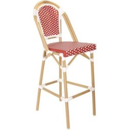 Oviala Silla alta de jardín en aluminio y ratán sintético blanco y rojo