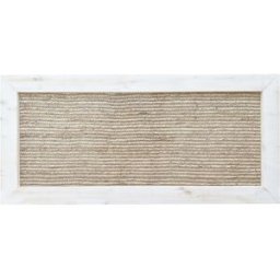 NATYAL Cabecero de yute natural y madera maciza en blanco envejecido 100x74cm