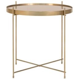 House Nordic Mesa baja de vidrio y metal ø48xh48cm - latón