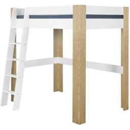 ID Kids Cama alta con escritorio madera maciza blanco y madera 90x190 cm