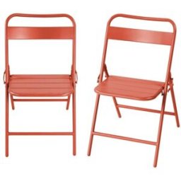 sweeek Silla de jardín bistró plegable de acero, set de 2, terracotta
