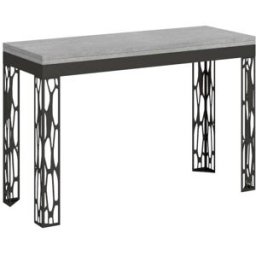 Itamoby Mesa tipo libro 120/200x45/90 cm efecto madera gris cemento, hierro
