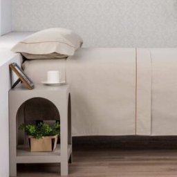 Manterol Juego sábanas algodón beige con vivo arcilla - cama 180cm