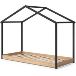 duehome Cama infantil con diseño de cabaña 101,2x216,2 cm antracita pino