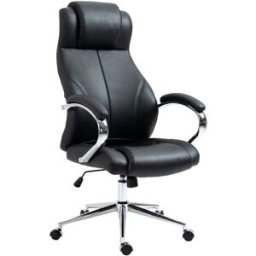 CLP Silla de oficina giratoria regulable en cuero auténtico negro