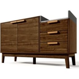 Urban Meuble Aparador efecto madera marrón con 2 puertas y 3 cajones, gris y blanco