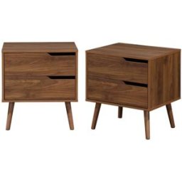 sweeek Juego de 2 mesillas de noche de madera teñida de nogal