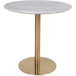 House Nordic Mesa de comedor redonda efecto mármol con base de latón