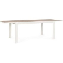 Konte.Design Mesa extensible con efecto madera y estructura de aluminio blanco