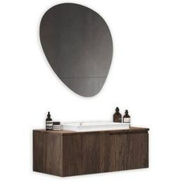 AQA DESIGN Mueble de baño 3 piezas en mdf roble oscuro