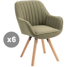 Meubles Cosy Conjunto de 6 sillas comedor giratorias brazos escandinavo verde