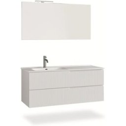 AQA DESIGN Mueble de baño bañera izquierda 4 piezas en mdf blanco mate