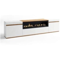 duehome Mueble tv con chimenea integrada 203 cm up blanco - roble arena