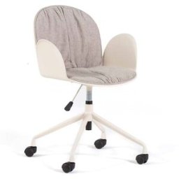 Fuori Silla con ruedas para escritorio u oficina de resina crema con cojín