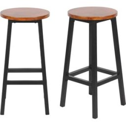 Box & beyond Lote de 2 taburetes de bar sin respaldo de madera negra 32x32x65cm