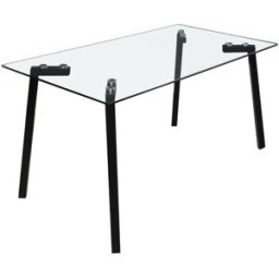 Home Heavenly Mesa comedor de cristal 140x80 cm patas metal negras