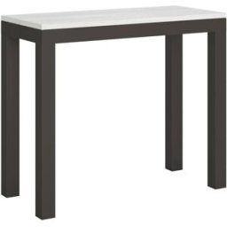 Itamoby Consola extensible 90x40/300 cm efecto madera fresno blanco y hierro