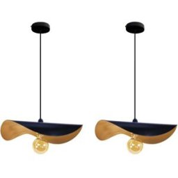 Tosel Suspensión Lot 2 irregular metal negro pantalla azul y oro