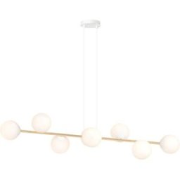 Wonderlamp Lámpara colgante moderno blanco y dorado con 8 esferas de cristal