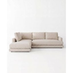 Decowood Sofá 3/4 plazas con chaise longue izquierdo tono blanco roto 275x190cm